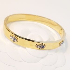 18K Gold Plated Stainless Hamsa Pave CZ Bracelet